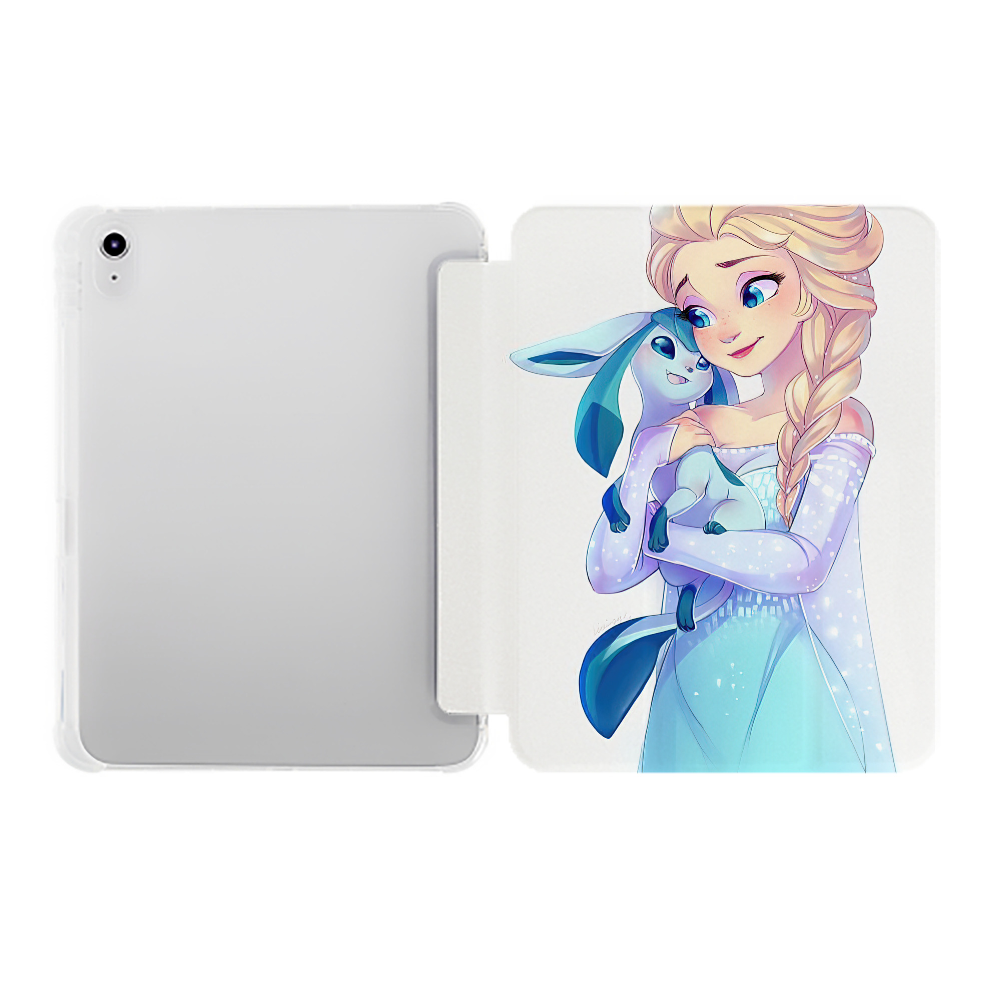 （画像用） アナと雪の女王 アンナ エルサ Frozen Anna Elsa IPad ケース ペン収納付き 三つ折りスタンド PUレザー×シリコン 対応機種9.5/10.5/10.9インチ